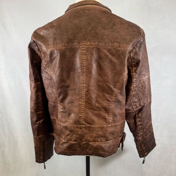 J2 by JouJou garment dyed brown faux leather moto jacket size XL - Picture 4 of 7